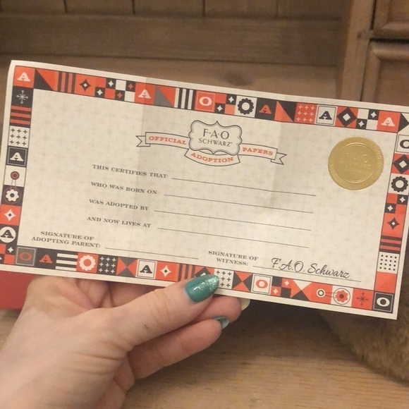 FAO Schwarz Sloth Adopt A Pet Stuffed Animal Plush Adoption Certificate - Picture 5 of 11